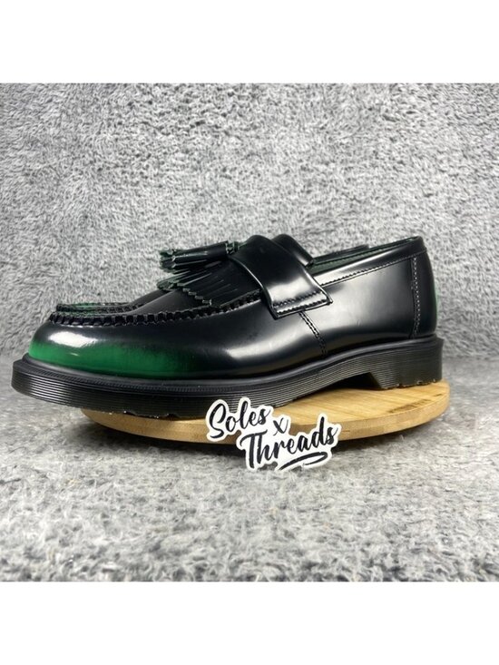 Dr. Martens Adrian Tassel Loafer Size 13 Men Arcadia Rub Off Leather Black Green main image 6